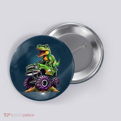 Monster Truck Dinosaur Trex Birthday Boy Button