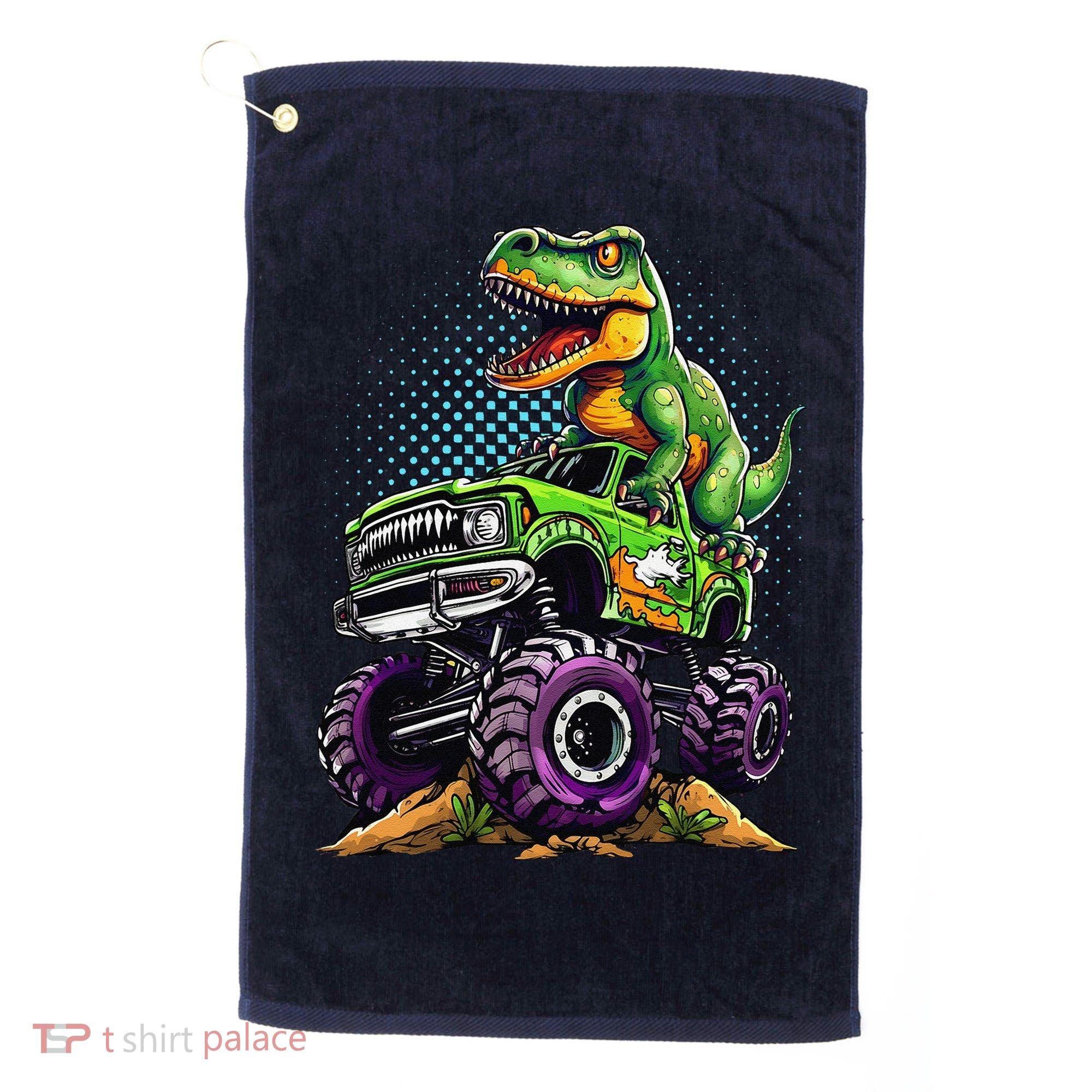 Monster Truck Dinosaur Trex Birthday Boy Golf Towel