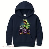 Monster Truck Dinosaur Trex Birthday Boy Kids Hoodie thumb 0