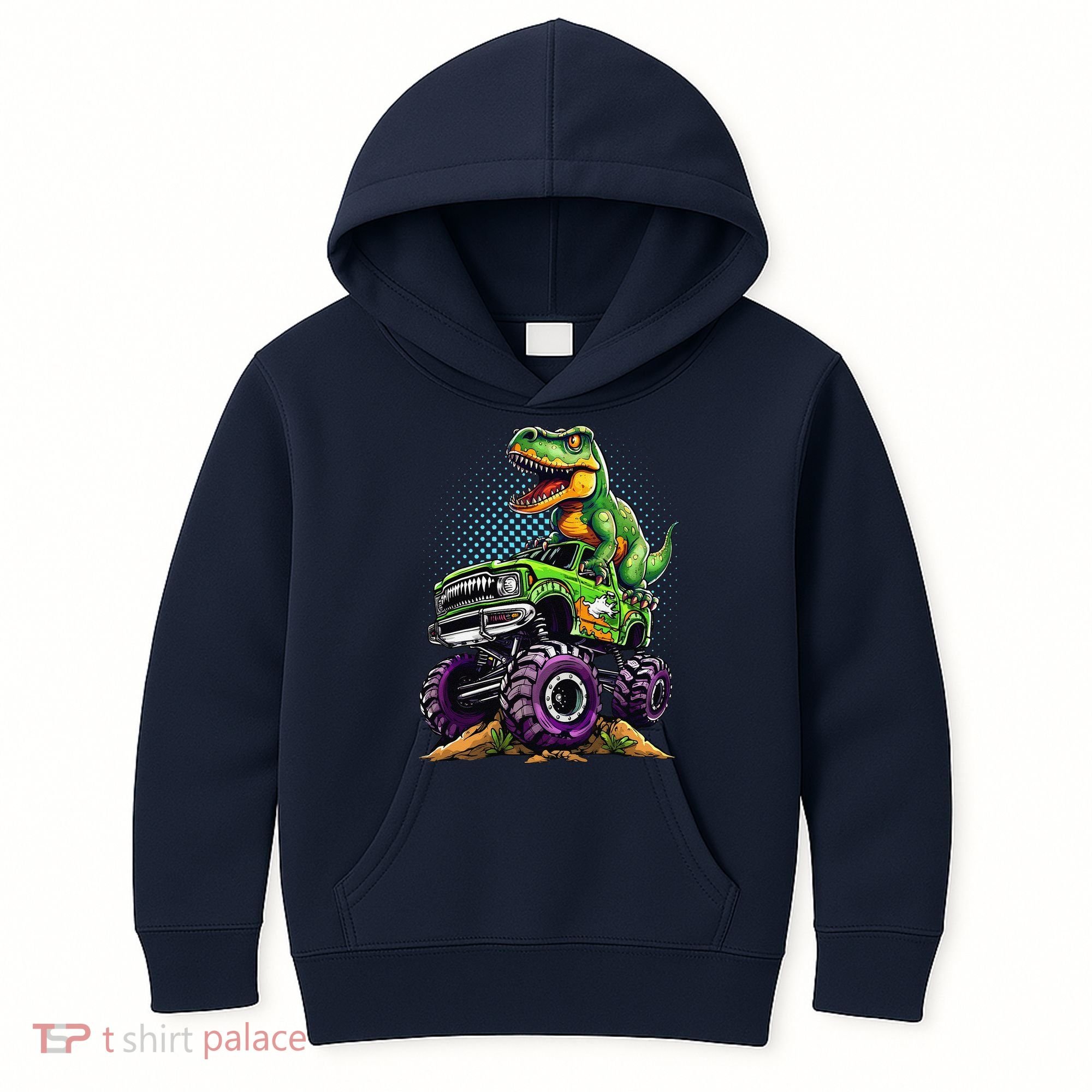 Monster Truck Dinosaur Trex Birthday Boy Kids Hoodie