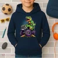 Monster Truck Dinosaur Trex Birthday Boy Kids Hoodie thumb 2