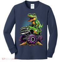 Monster Truck Dinosaur Trex Birthday Boy Kids Long Sleeve Shirt thumb 0