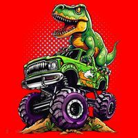Monster Truck Dinosaur Trex Birthday Boy Santa Hat thumb 1