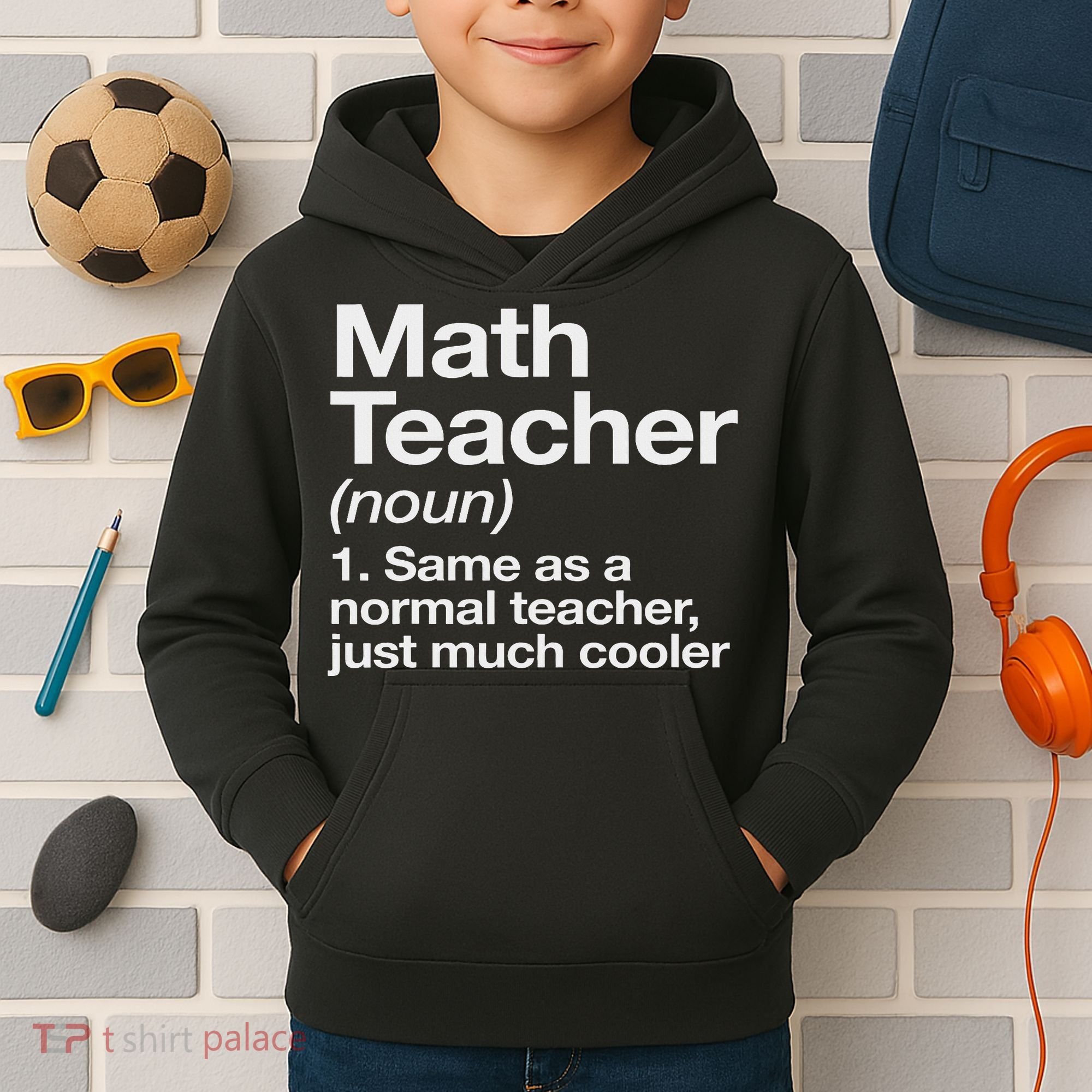 Math Teacher Definition Funny Back To School First Day Kids Hoodie