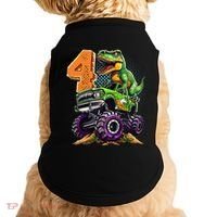 Monster Truck Dinosaur TRex 4th Birthday 4 Year Old Doggie Tank thumb 0