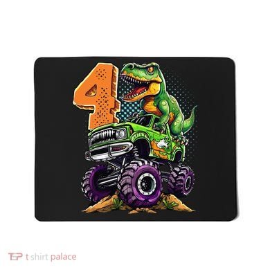 Monster Truck Dinosaur TRex 4th Birthday 4 Year Old Mousepad