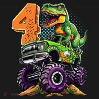 Monster Truck Dinosaur TRex 4th Birthday 4 Year Old Mousepad thumb 1