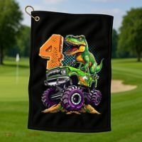 Monster Truck Dinosaur TRex 4th Birthday 4 Year Old Golf Towel thumb 1