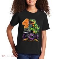 Monster Truck Dinosaur TRex 4th Birthday 4 Year Old Kids T-Shirt thumb 2