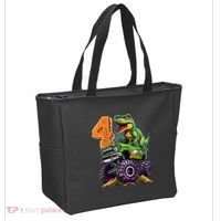 Monster Truck Dinosaur TRex 4th Birthday 4 Year Old Tote Bag thumb 2