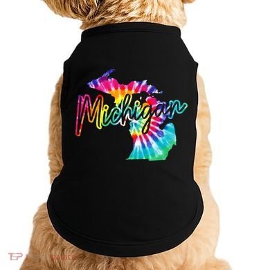 Michigan Tie Dye State Map Pride Hippie Vintage Retro Doggie Tank