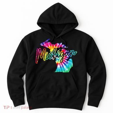 Michigan Tie Dye State Map Pride Hippie Vintage Retro Hoodie