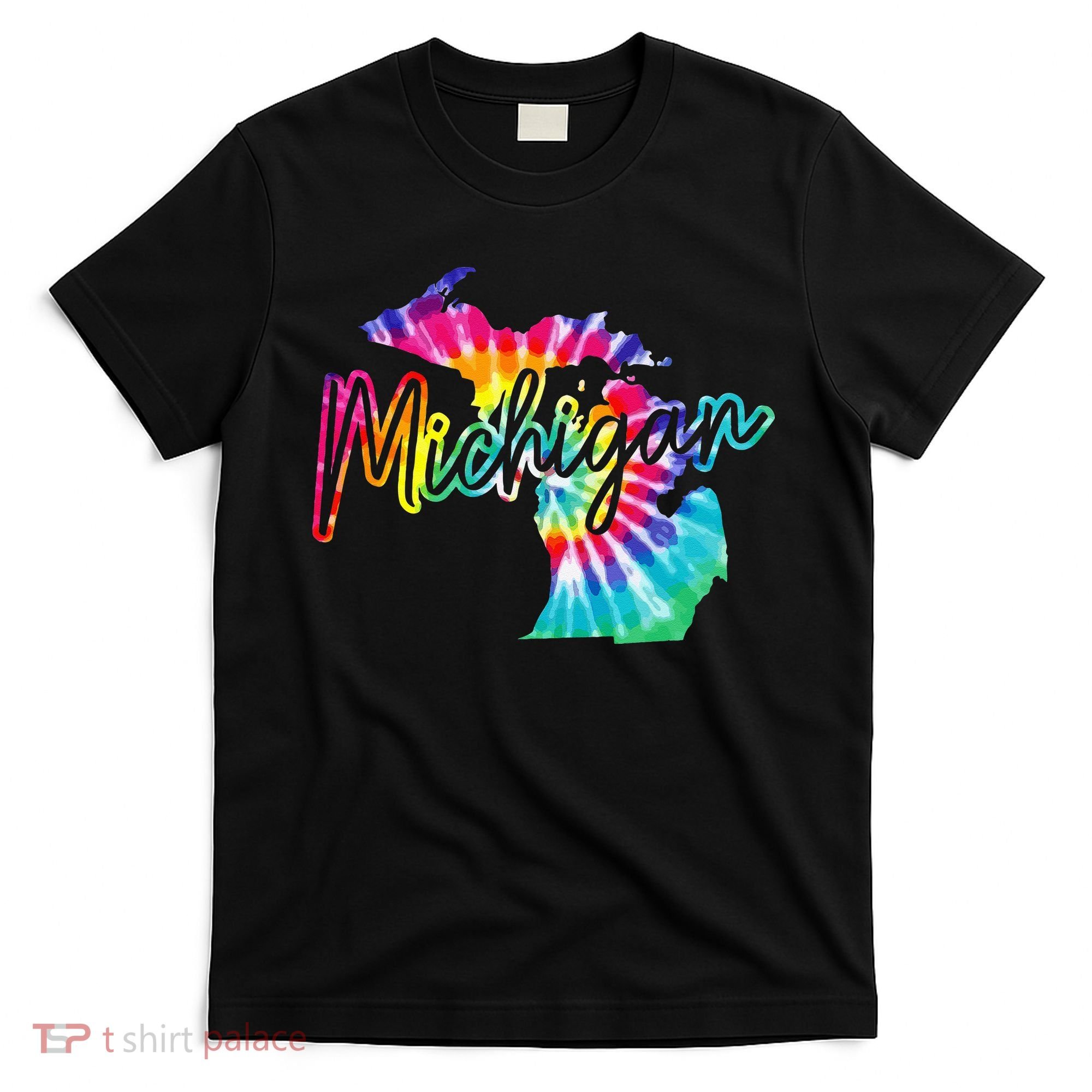 Michigan Tie Dye State Map Pride Hippie Vintage Retro T-Shirt