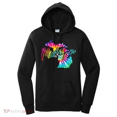 Michigan Tie Dye State Map Pride Hippie Vintage Retro Women's Hoodie