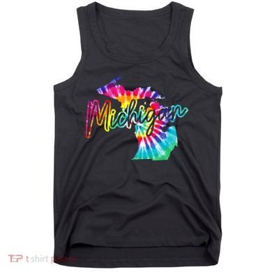 Michigan Tie Dye State Map Pride Hippie Vintage Retro Tank Top