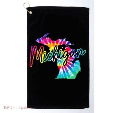 Michigan Tie Dye State Map Pride Hippie Vintage Retro Golf Towel