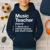 Music Teacher Definition Funny Back To School First Day Kids Hoodie thumb 2