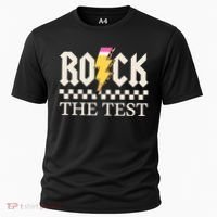 Motivational Testing Day For Teacher Student Rock The Test  Cooling Performance Crew T-Shirt thumb 0