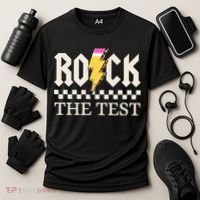 Motivational Testing Day For Teacher Student Rock The Test  Cooling Performance Crew T-Shirt thumb 3