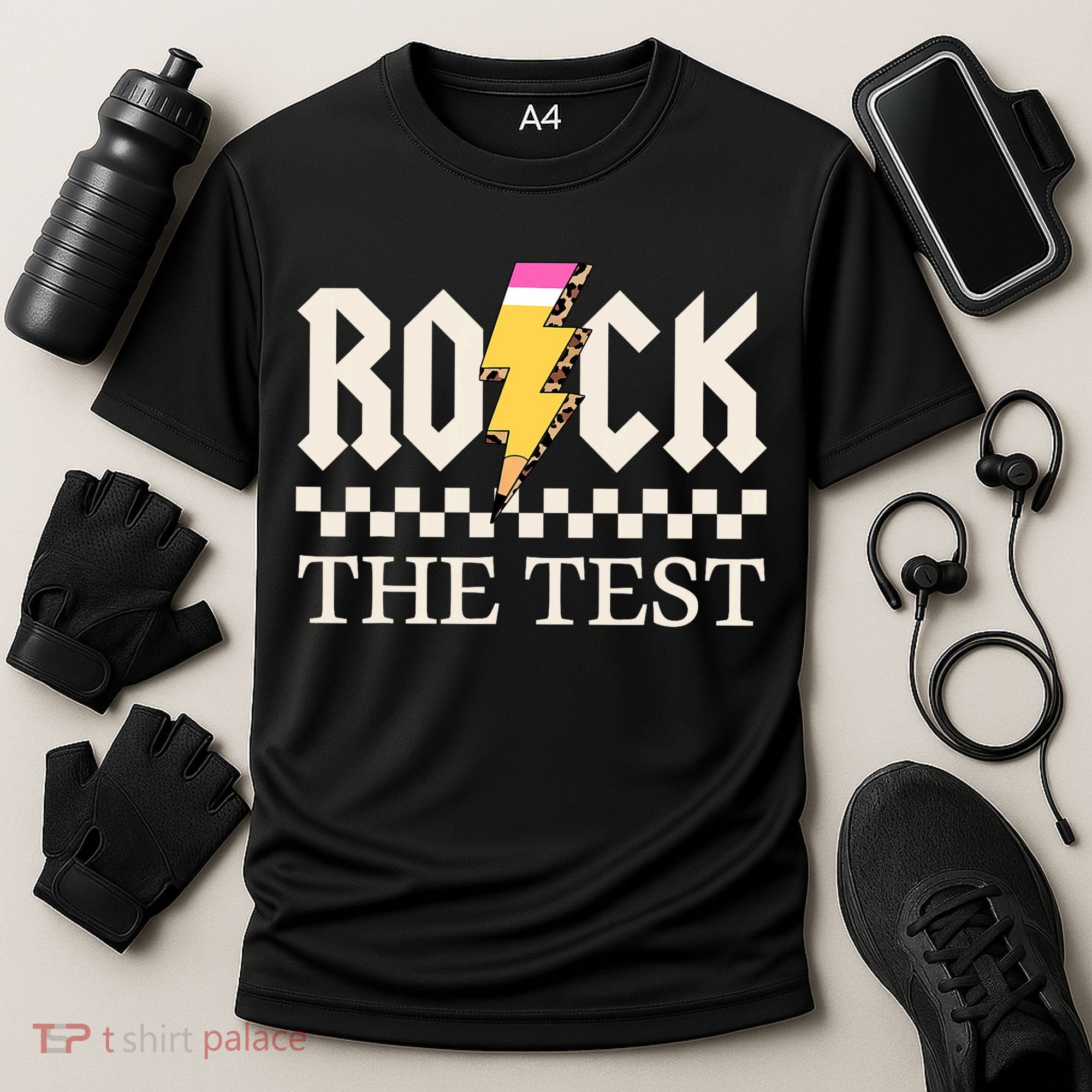 Motivational Testing Day For Teacher Student Rock The Test  Cooling Performance Crew T-Shirt
