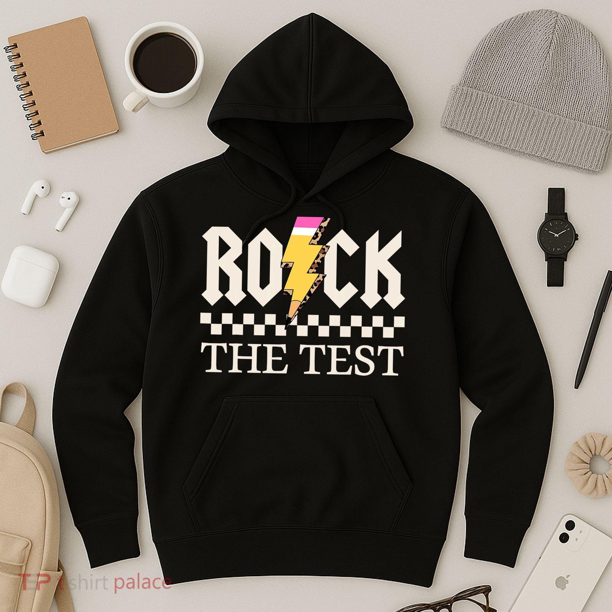 Motivational Testing Day For Teacher Student Rock The Test  Hoodie
