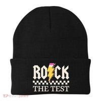 Motivational Testing Day For Teacher Student Rock The Test  Beanie thumb 0