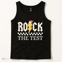 Motivational Testing Day For Teacher Student Rock The Test  Tank Top thumb 2