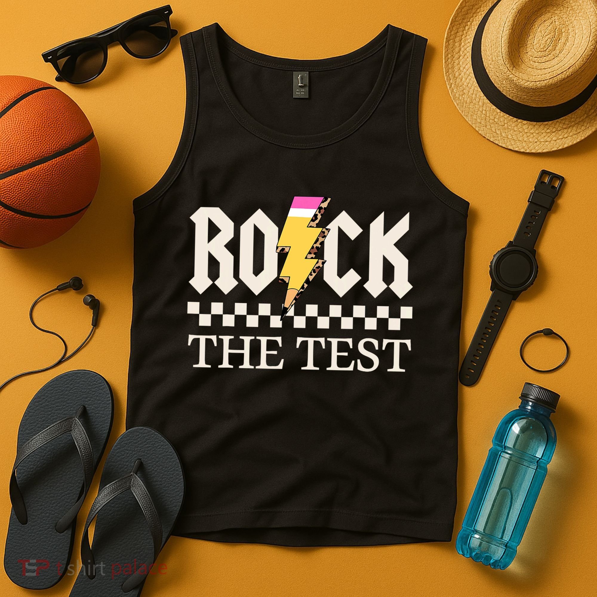 Motivational Testing Day For Teacher Student Rock The Test  Tank Top
