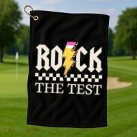 Motivational Testing Day For Teacher Student Rock The Test  Golf Towel thumb 1