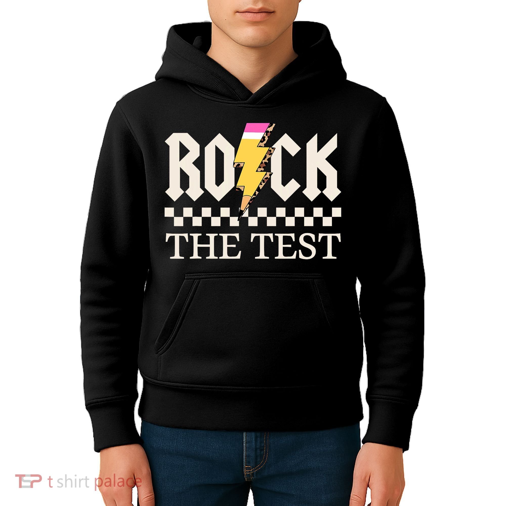 Motivational Testing Day For Teacher Student Rock The Test  Kids Hoodie