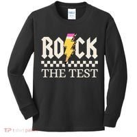 Motivational Testing Day For Teacher Student Rock The Test  Kids Long Sleeve Shirt thumb 0