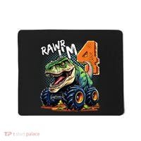 Monster Truck Dinosaur T Rex 4th Birthday Boy 4 Year Old Mousepad thumb 0