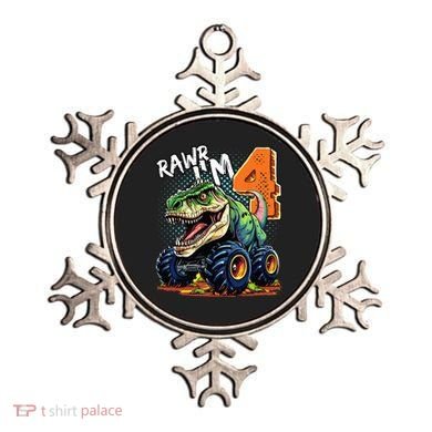Monster Truck Dinosaur T Rex 4th Birthday Boy 4 Year Old Ornament