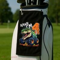 Monster Truck Dinosaur T Rex 4th Birthday Boy 4 Year Old Golf Towel thumb 2