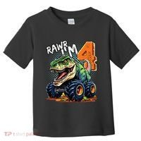Monster Truck Dinosaur T Rex 4th Birthday Boy 4 Year Old Toddler T-Shirt thumb 0