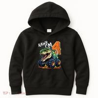 Monster Truck Dinosaur T Rex 4th Birthday Boy 4 Year Old Kids Hoodie thumb 0