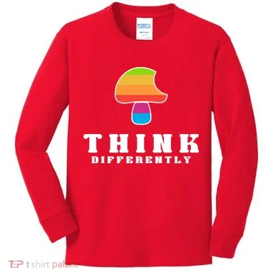 Mushroom Think Different Kids Long Sleeve Shirt