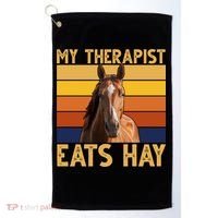 My Therapist Eats Hay Funny Horse Lover Golf Towel thumb 0