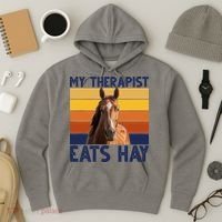 My Therapist Eats Hay Funny Horse Lover Hoodie thumb 3