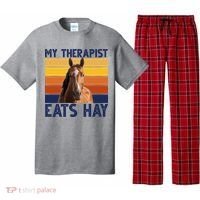 My Therapist Eats Hay Funny Horse Lover Pajama Set thumb 0