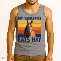 My Therapist Eats Hay Funny Horse Lover Tank Top thumb 3
