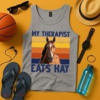 My Therapist Eats Hay Funny Horse Lover Tank Top thumb 4