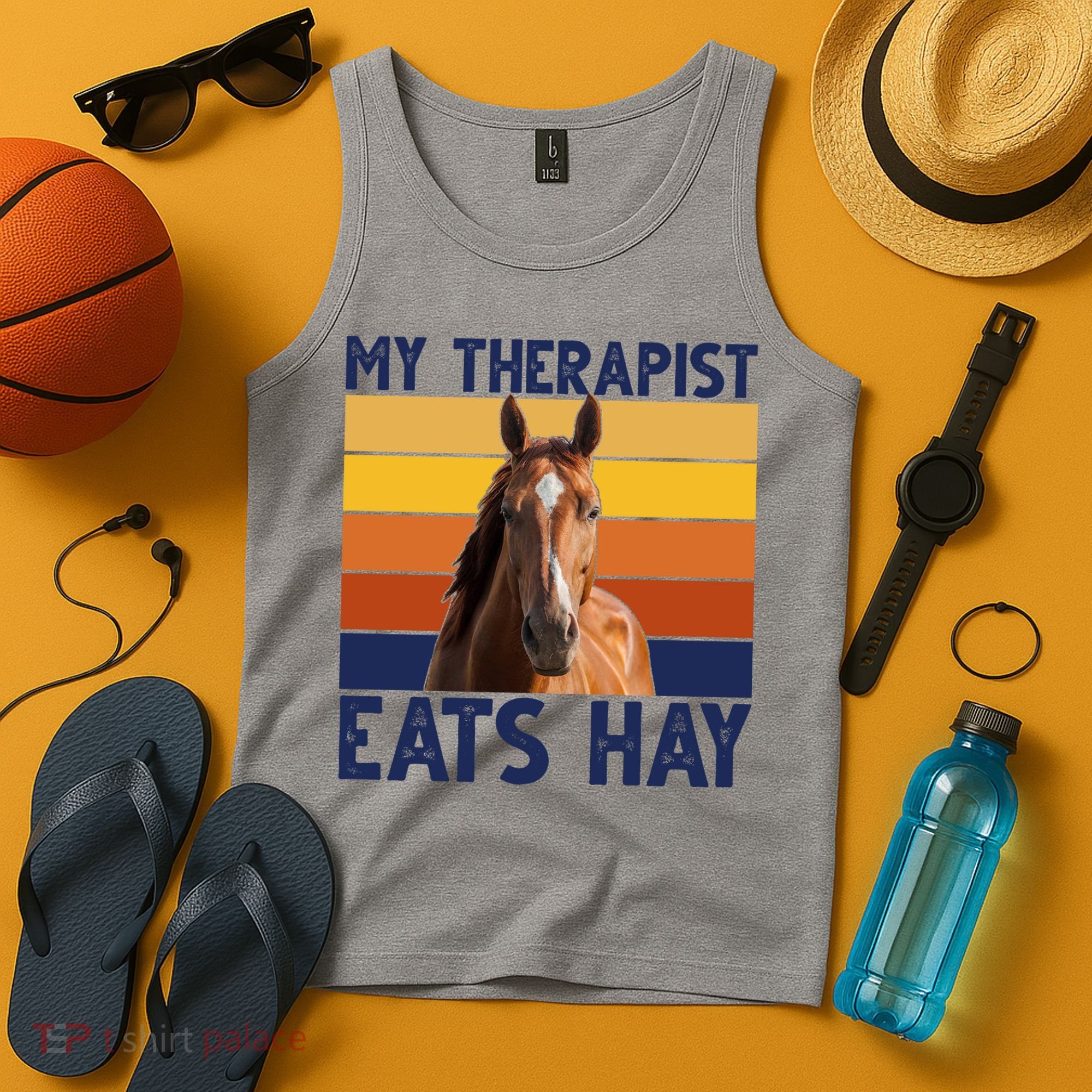 My Therapist Eats Hay Funny Horse Lover Tank Top