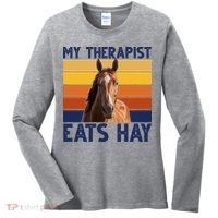 My Therapist Eats Hay Funny Horse Lover Women's Long Sleeve Shirt thumb 0