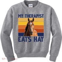 My Therapist Eats Hay Funny Horse Lover Kids Sweatshirt thumb 0