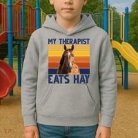 My Therapist Eats Hay Funny Horse Lover Kids Hoodie thumb 2