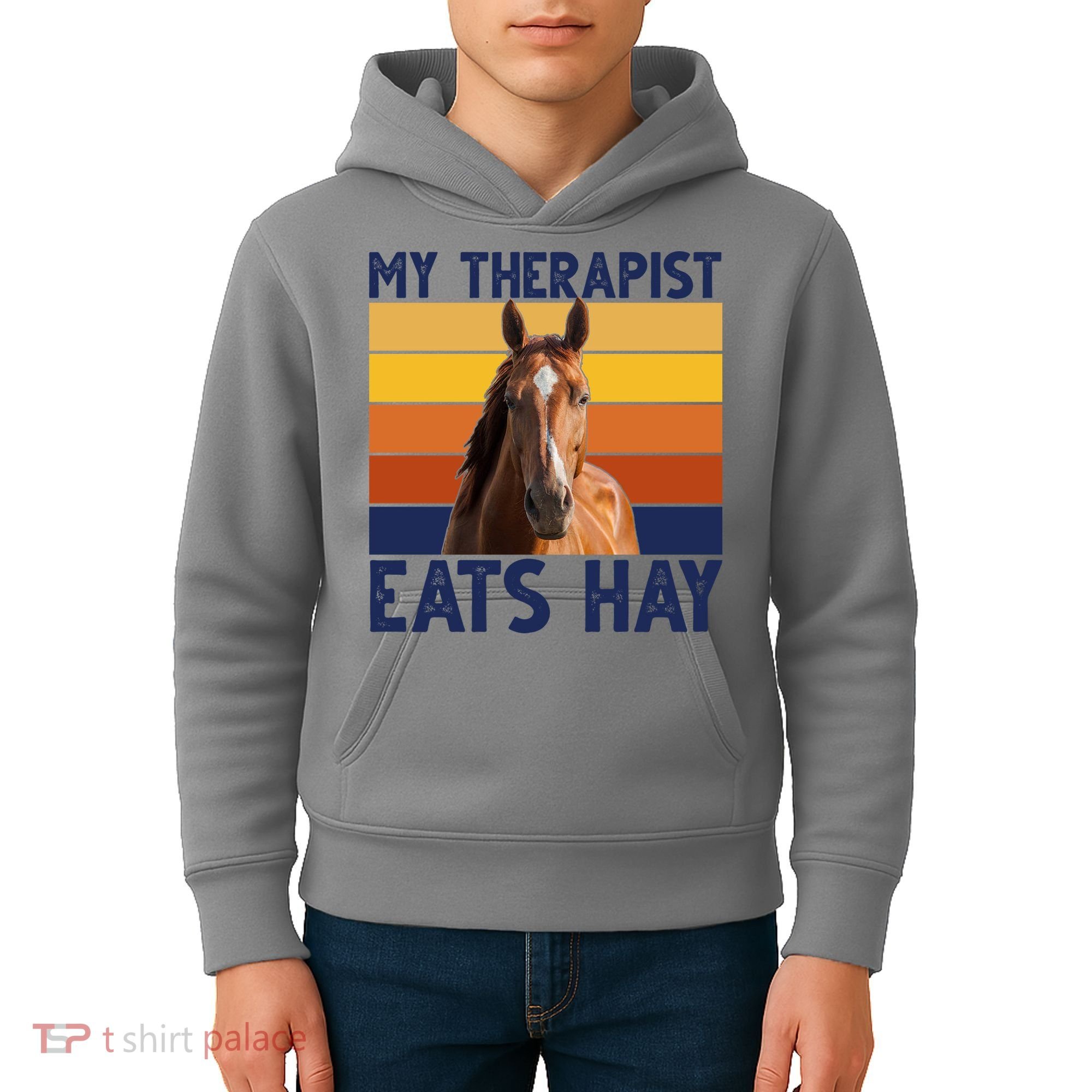 My Therapist Eats Hay Funny Horse Lover Kids Hoodie