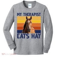 My Therapist Eats Hay Funny Horse Lover Kids Long Sleeve Shirt thumb 0