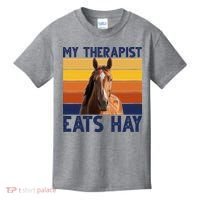 My Therapist Eats Hay Funny Horse Lover Kids T-Shirt thumb 0