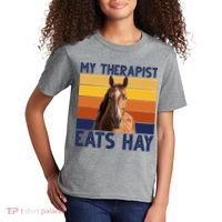 My Therapist Eats Hay Funny Horse Lover Kids T-Shirt thumb 2